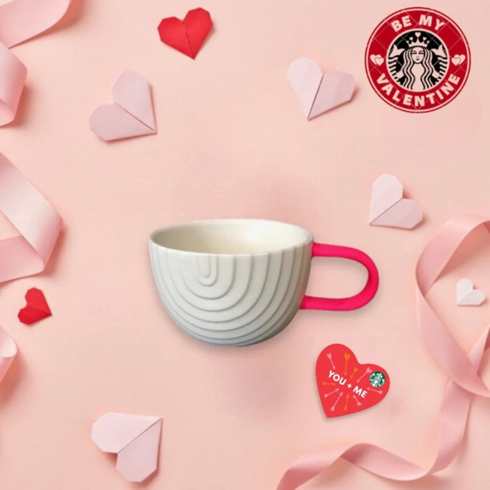 Starbucks Matte White Rainbow Love Pink Valentine Mug